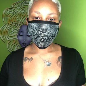 FAITH" Rhinstone Mask With Filter Pocket